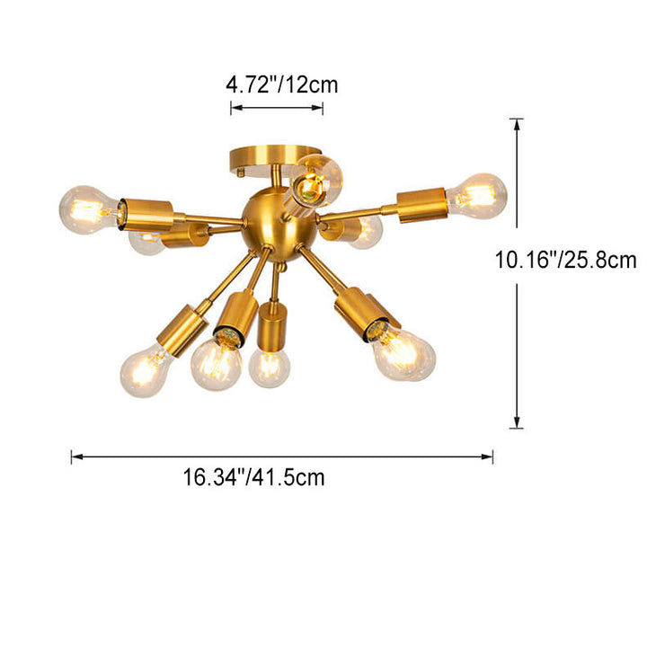 Moderna Araña de Luces de Cristal con Marco de Hierro Acabado en Oro Glamuroso de 10 Luces 