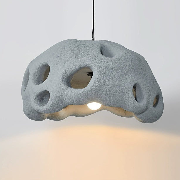 Suspension Luminaire Rond Japonais Traditionnel en Résine Creuse à 1 Lumière pour Salon 