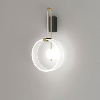 Lámpara de Aplique de Pared LED con Anillo Redondo de Hierro Acrílico Moderno Minimalista para la Mesita de Noche 