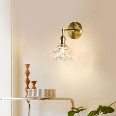 Applique murale 1-lumière en verre cuivré avec boule cylindrique fleur traditionnelle française pour chevet 