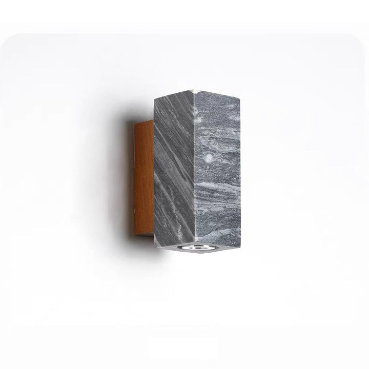 Applique murale moderne de style milieu du siècle en cylindre rectangulaire en calcaire et noyer à 1 lumière pour couloir 