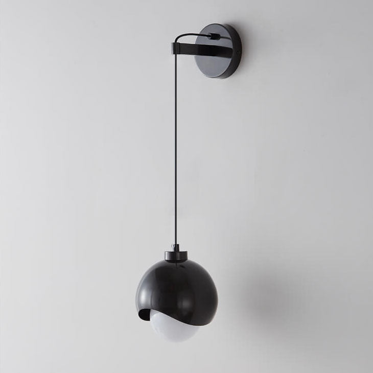 Moderne minimalistische kugelförmige Kupferschirm-Glas-Wandleuchte mit 1 Licht 