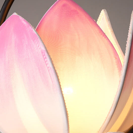 Chinesischer Zen Lotus Stoffschirm Eisenkreis Ring Quaste 1-Licht Pendelleuchte 