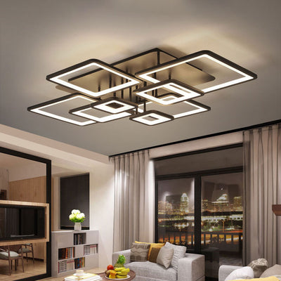 ضوء سقف LED أكريليك شبه مثبت بتصميم حديث ومزيج من المربعات البسيطة للأجهزة لغرفة المعيشة 