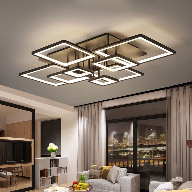 ضوء سقف LED أكريليك شبه مثبت بتصميم حديث ومزيج من المربعات البسيطة للأجهزة لغرفة المعيشة 
