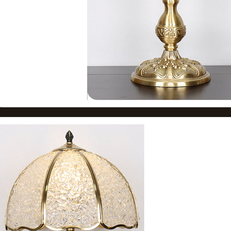 Moderne Luxus-Halbkugel-Schirm Tischlampe aus Vollkupfer mit Kristall und 1 Licht für das Schlafzimmer 