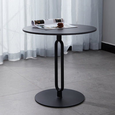 Table basse ronde en marbre minimaliste moderne en acier inoxydable à trois pieds pour salon 