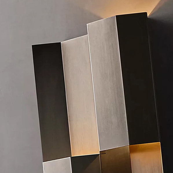 Lámpara de apliqué de pared LED rectangular de acero inoxidable, retro contemporánea e impermeable, para patio exterior 
