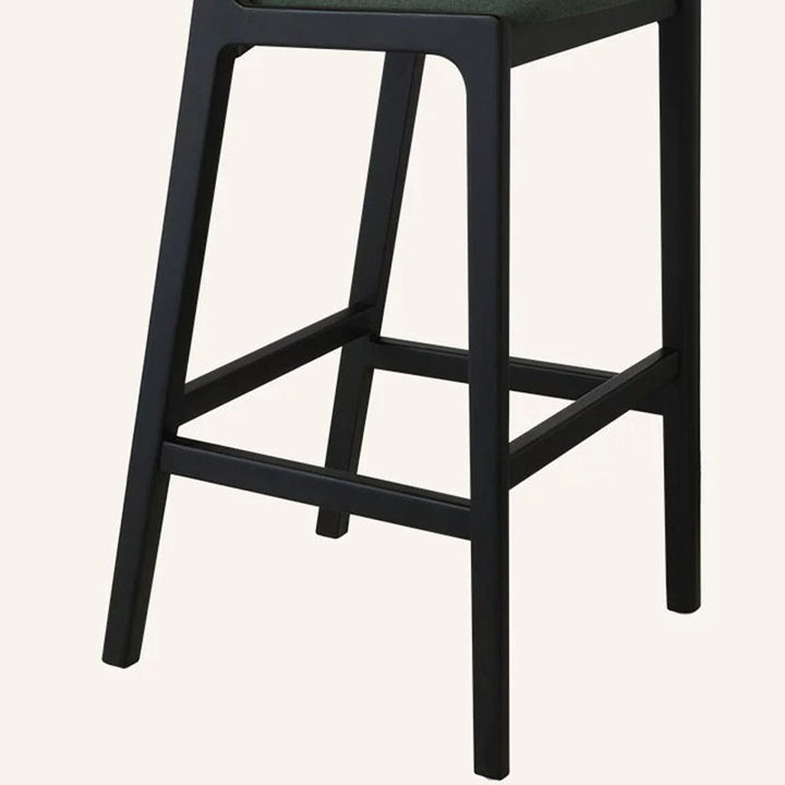 Tabouret de bar en bois avec tissu traditionnel français, dossier et repose-pieds pour salle à manger 