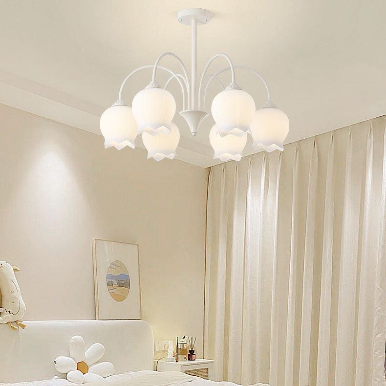 Moderne minimalistische Glocke Orchidee Blume Eisen Glas 6/8 Licht Kronleuchter für Wohnzimmer 