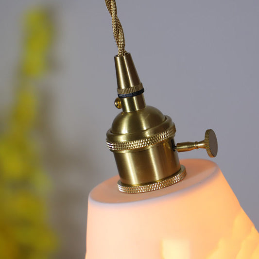 Moderne minimalistische runde Zylinder Messing Keramik 1-Licht Pendelleuchte für Wohnzimmer 