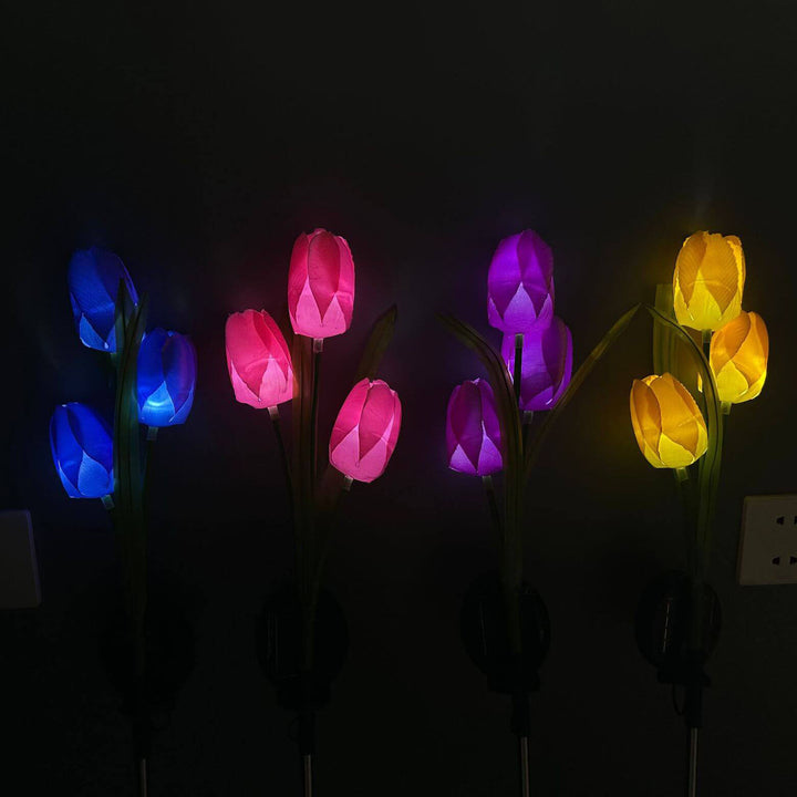 Contemporary Creative Outdoor Solar Tulip LED Waterproof Lawn Ground Decorative Insert Landscape Light