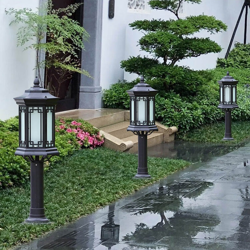 Luz de jardín para exteriores LED de cilindro de vidrio de aluminio solar impermeable tradicional china 