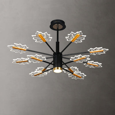 Lustre LED en fer acrylique à feuilles d'érable minimaliste moderne pour salon 