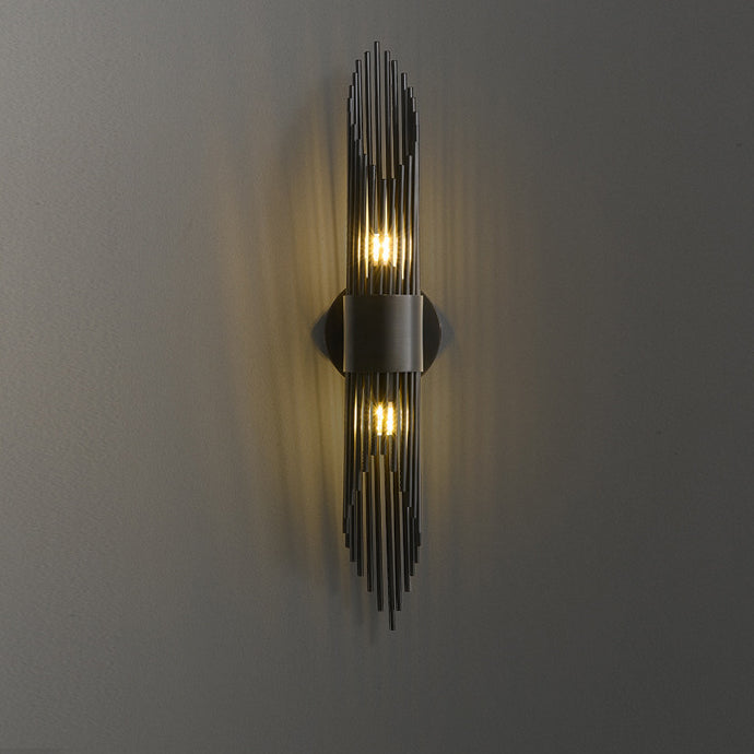 Applique Murale Moderne Minimaliste Cylindrique en Cuivre et Acrylique à 2 Lumières pour Chambre 