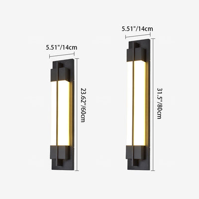 مصباح حائط LED مقاوم للماء بشكل مستطيل من الأكريليك بتصميم تقليدي يشبه الرخام الصيني للاستخدام في الفناء الخارجي 