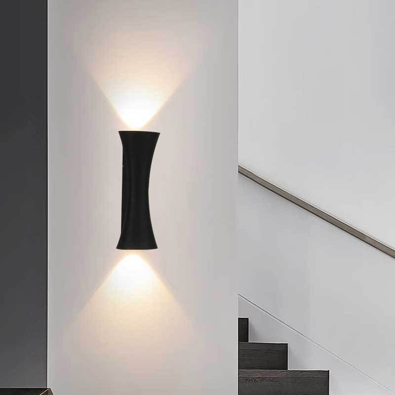 Lámpara de Aplique de Pared LED con Lente de Aluminio Iluminada Superior e Inferior Impermeable Moderna Minimalista Rectangular para Patio Exterior 