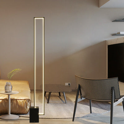 Nordic Minimalist Iron Frame Aluminum Rectangle LED Standing Floor Lamp