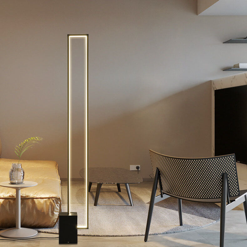 Nordic Minimalist Iron Frame Aluminum Rectangle LED Standing Floor Lamp