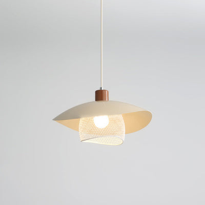 Moderne minimalistische cremefarbene runde Pod-Pendelleuchte aus Eisen mit 1 Licht für das Wohnzimmer 