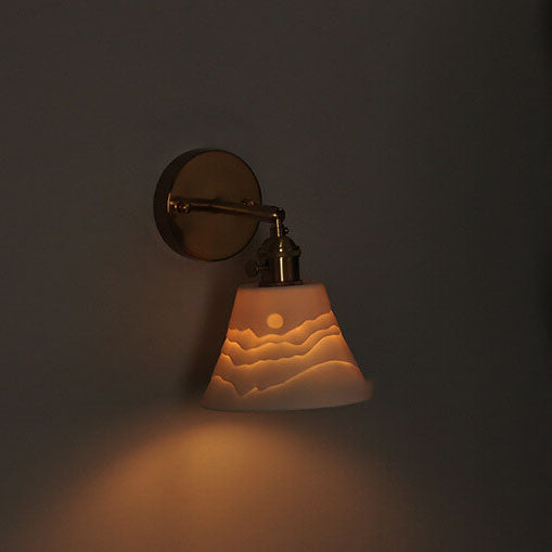 Nordischer minimalistischer Keramik-Wandgemälde-Horn 1-Licht-Wandleuchte 