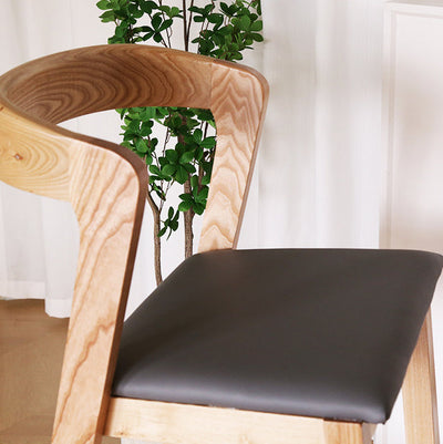 Tabouret de bar contemporain nordique en tissu carré incurvé avec dossier et repose-pieds pour salle à manger 