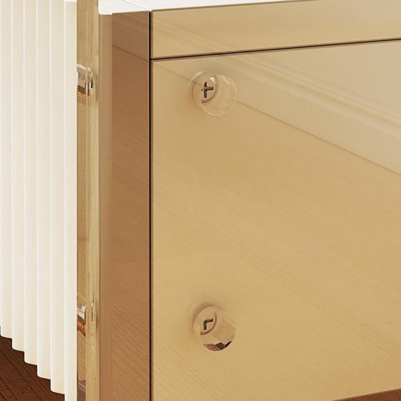 Table de chevet rectangulaire en acrylique et bois massif avec 1 tiroir pour chambre à coucher - Simplicité moderne 
