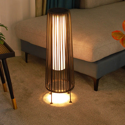 Moderno Shabby Chic Solar Redondo Trapezoidal Hierro Ratán Mimbre LED Luz Exterior Para Patio Exterior 
