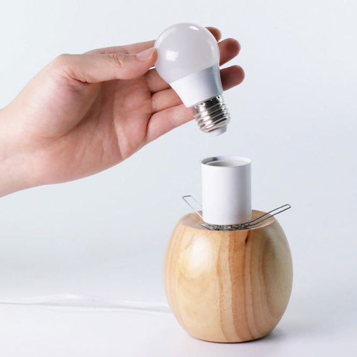 Lampe de table à 1 lumière avec base en bois et verre scandinave contemporain pour chambre 
