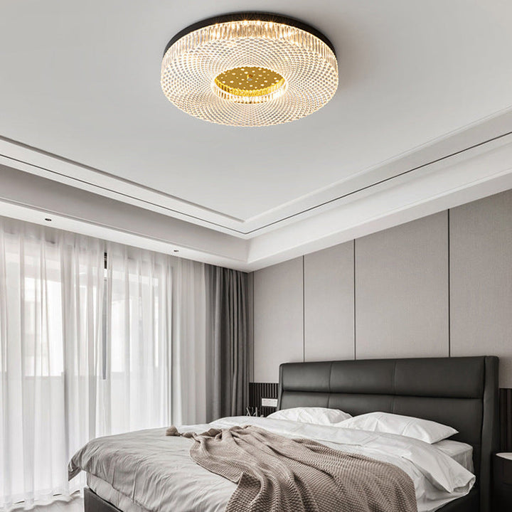 Moderne unbedeutende runde kupferne Acryl-LED-Unterputz-Deckenleuchte für Schlafzimmer 