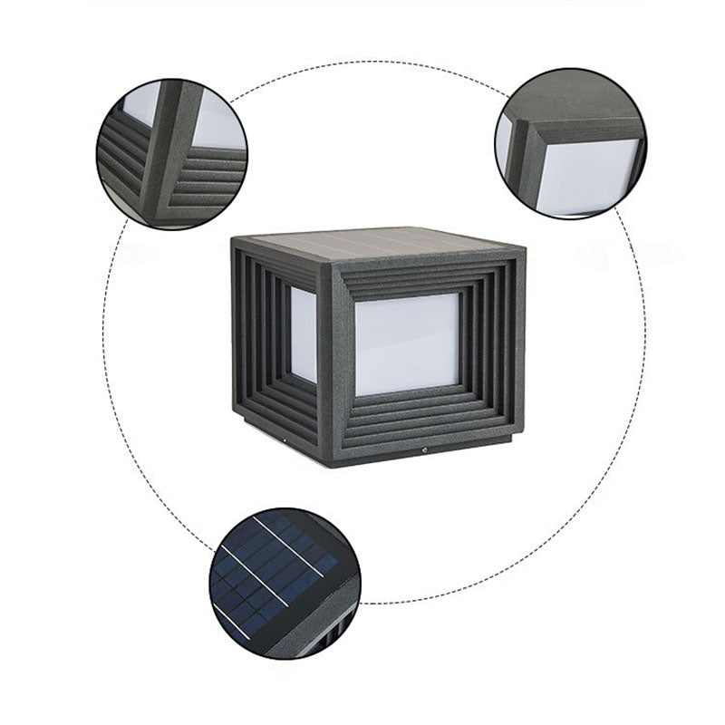 Luz de Cabeza de Poste LED de Acrílico de Acero Inoxidable Rectangular de Simplicidad Moderna para Patio Exterior 