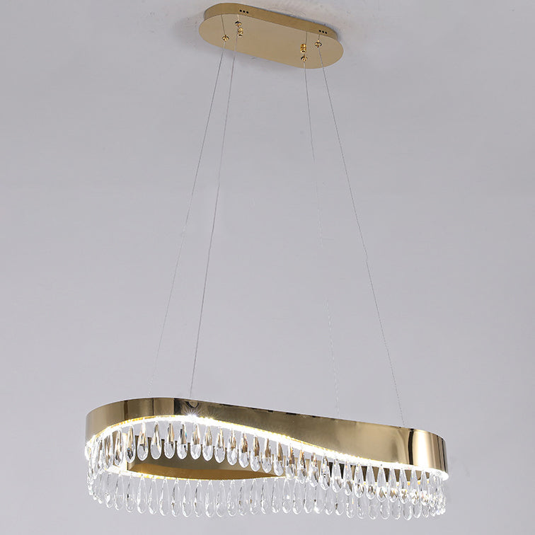 Moderne Luxus Teardrop Edelstahl Kristall LED Kronleuchter Für Wohnzimmer 