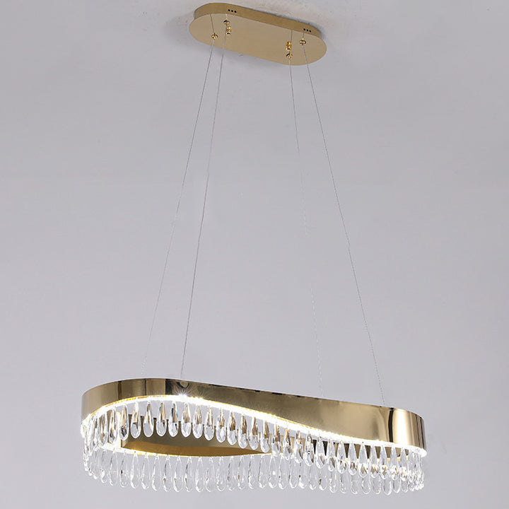 Moderne Luxus Teardrop Edelstahl Kristall LED Kronleuchter Für Wohnzimmer 