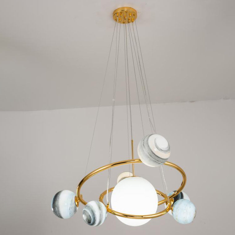 Contemporary Creative Glass Balls 7-Light Chandelier For Bedroom