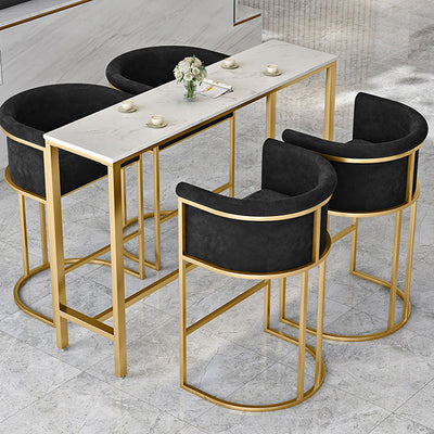 Dossier de chaise en velours métallique demi-rond nordique contemporain avec accoudoirs pour salle à manger 