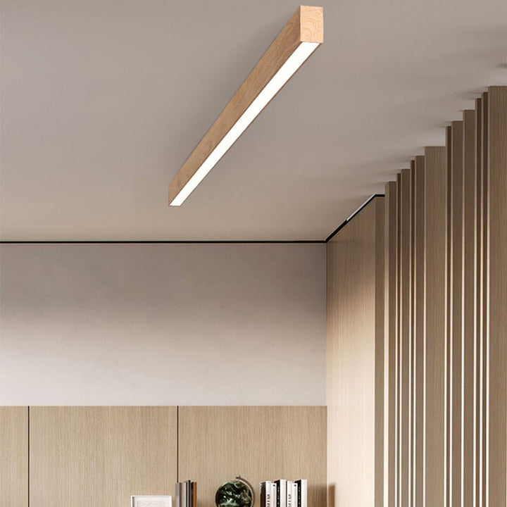 Moderne minimalistische Holzmaserung Aluminiumstreifen LED-Deckenleuchte 