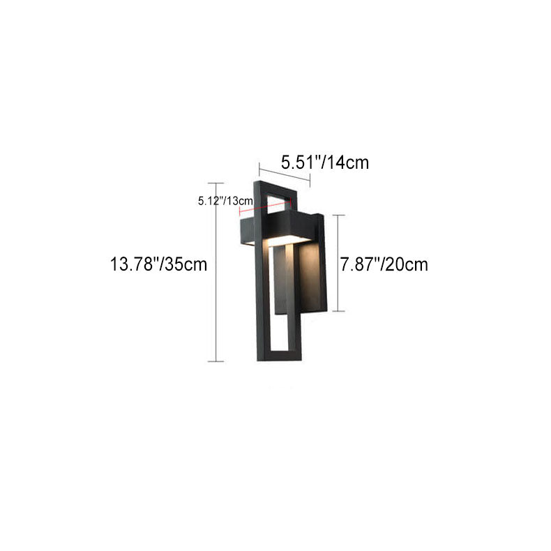 Lámpara de Aplique de Pared Impermeable LED de Acero Inoxidable con Marco Geométrico Minimalista Moderno para Patio Exterior 