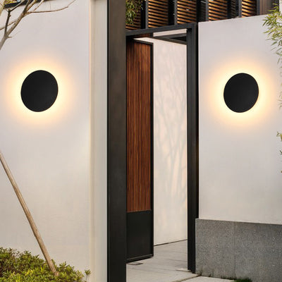 Modern Minimalist Round Aluminum Acrylic LED Outdoor Wall Sconce Lamp For Outdoor Patio