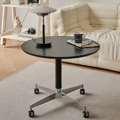 Zeitgenössischer Einfachheit MDF Runder Couchtisch Höhenverstellbar Neigung Caster Für Wohnzimmer 