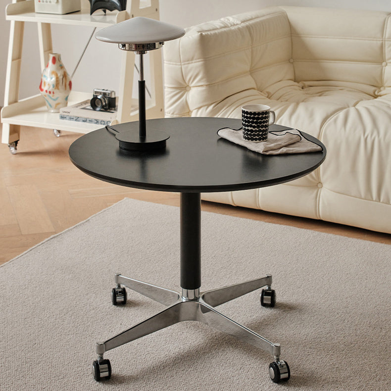 Zeitgenössischer Einfachheit MDF Runder Couchtisch Höhenverstellbar Neigung Caster Für Wohnzimmer 