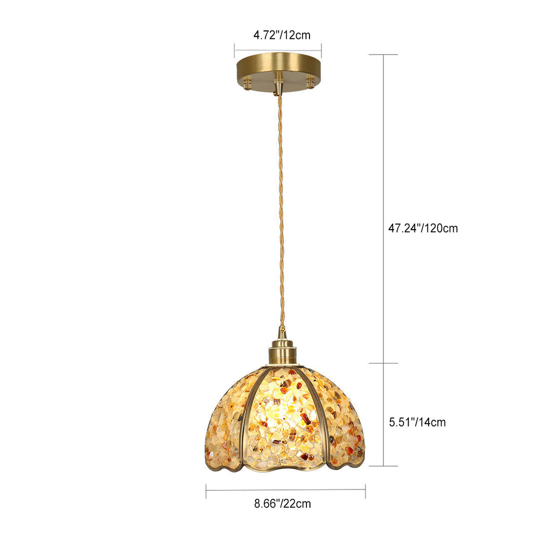 Lámpara colgante moderna de arte deco de media esfera de cobre con cristal de 1 luz para comedor 