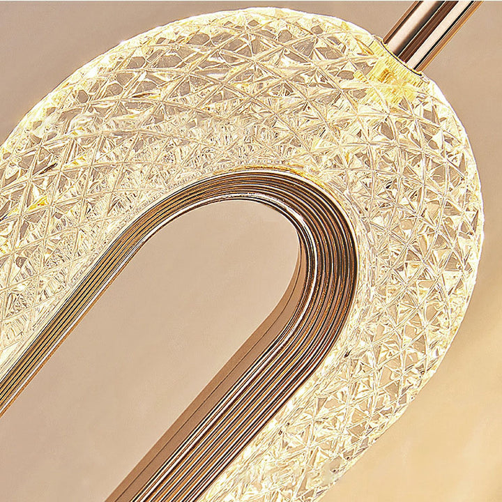 Zeitgenössischer Luxus Zinklegierung Acrylschirm Ovaler Ring LED Kronleuchter für das Wohnzimmer 
