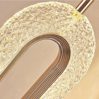 Contemporary Luxury Zinc Alloy Acrylic Shade Oval Ring LED Chandelier For Living Room