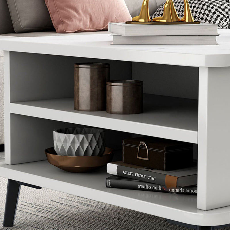 Mesa de café rectangular nórdica contemporánea de MDF y hierro con 1/2 cajón para sala de estar 