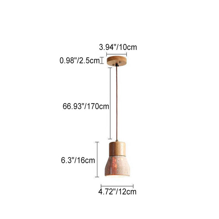 Traditional Japanese Wood Round Mouth 1/3-Light Chandelier For Dining Room