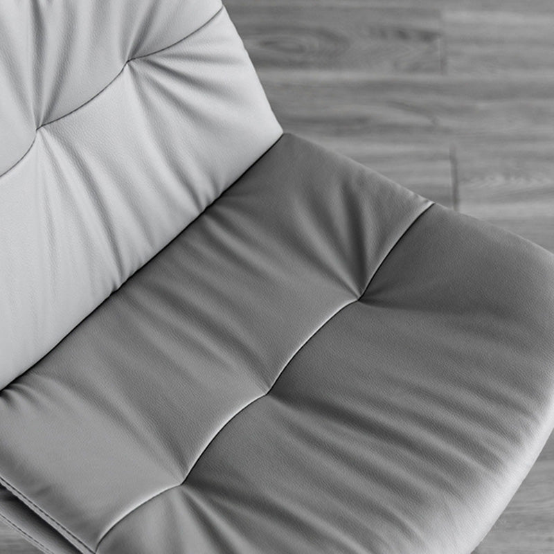 Tabouret de bar contemporain nordique à base ronde avec coussin rectangulaire en cuir nappa mousse cadre en métal avec dossier pour salle à manger 