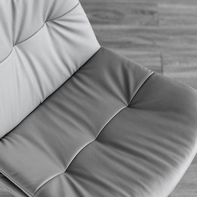 Taburete de barra con respaldo contemporáneo nórdico base redonda cojín rectangular cuero nappa espuma estructura de metal para comedor 