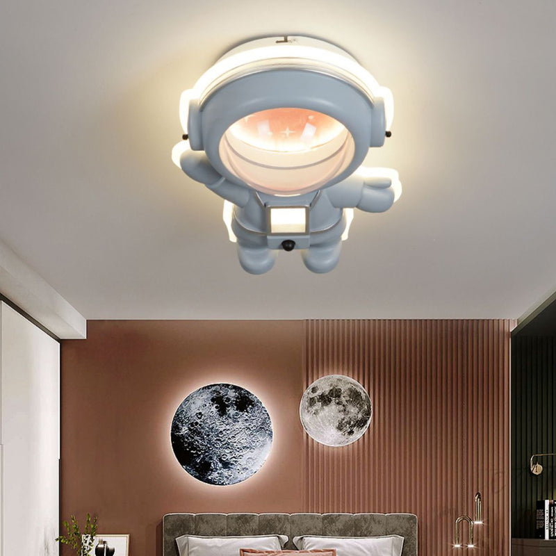 Luz de techo empotrada astronauta de resina acrílica metálica creativa contemporánea para dormitorio 