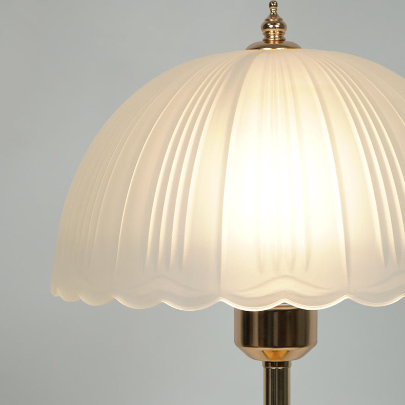 Contemporary Nordic Iron Glass Dome Petal 1-Light Table Lamp For Bedside