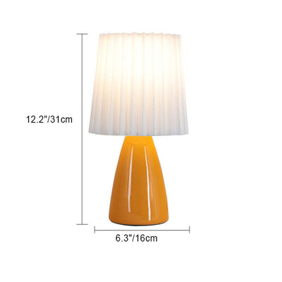 Lampe de table à 1 lumière avec base en céramique plissée en tissu de simplicité contemporaine pour salon 